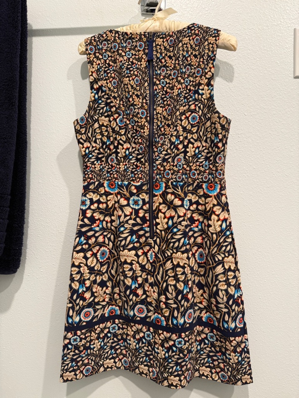Maeve Navy Floral Mini Dress with Cream and Blue Accents - Picture 6 of 6